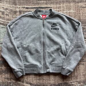 Women's Nike Air Heather Grey Zip Up Bomber Fleece Sweatshirt Jacket Sz Small S